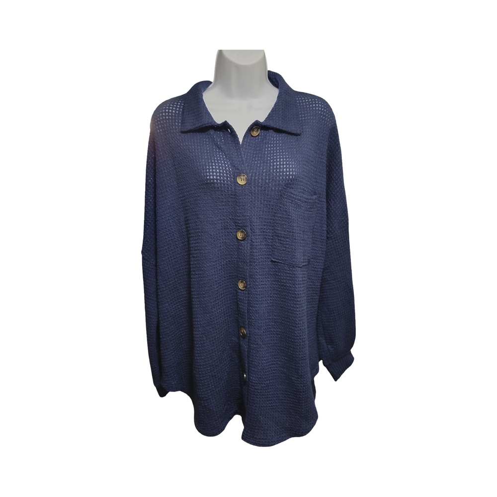 Blue Button-Up Cardigan